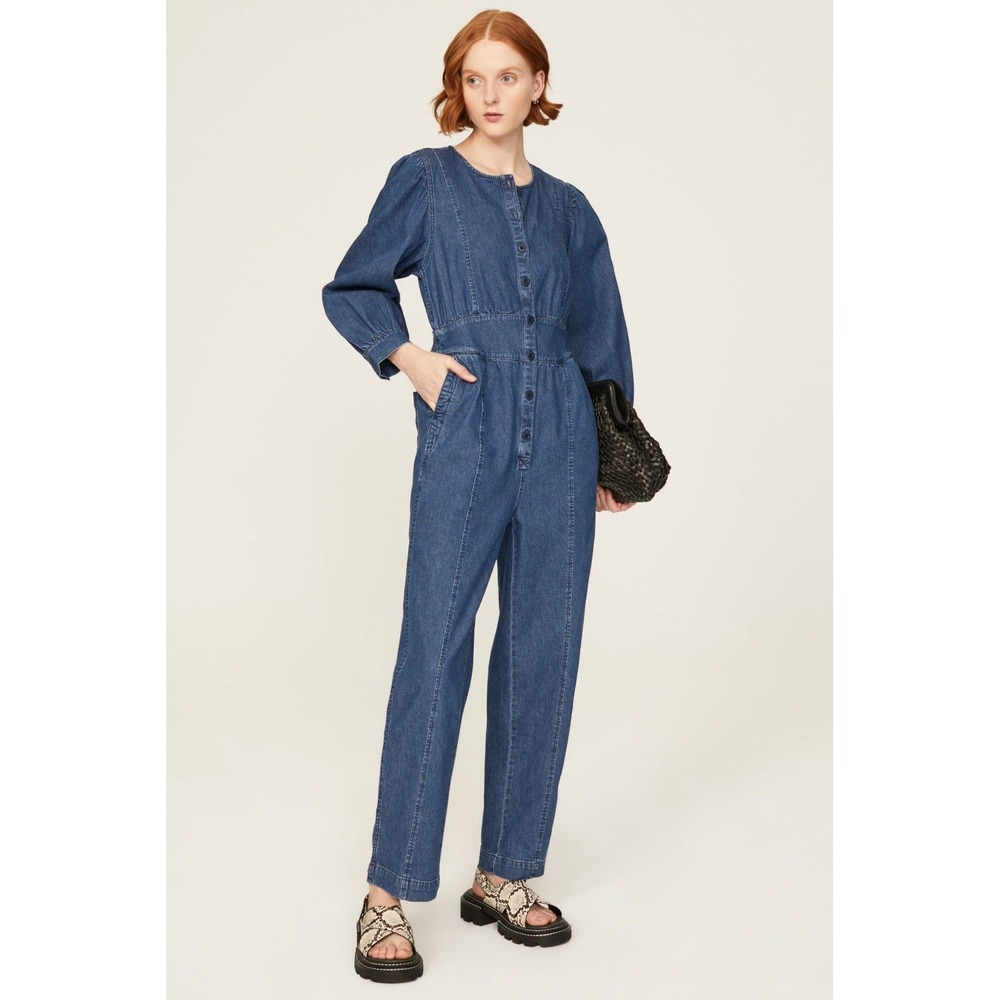 NEW $128 MSRP Madewell Straight Leg Denim Jumpsuit Utility Artsy‎ Coveralls Sz 2